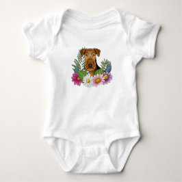 Body Para Bebê Cachorro Terrier Airedale Cabeça Colorido Flores L
