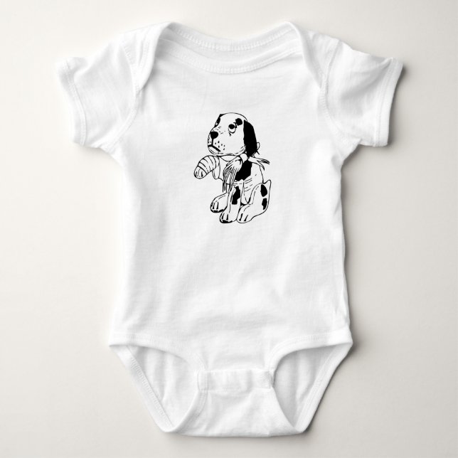 Body Para Bebê Cachorro Triste Com Perna Quebrada (Frente)