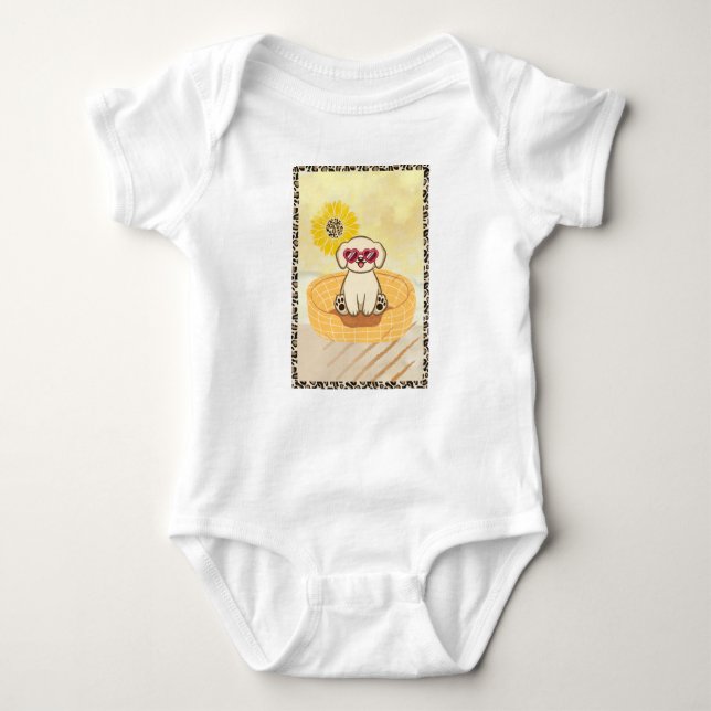 Body Para Bebê Cachorro Vestindo óculos de sol Impressão de tigre (Frente)