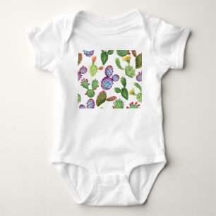 Body Para Bebê Cacto Tropical: Padrão sem costura de aquarela