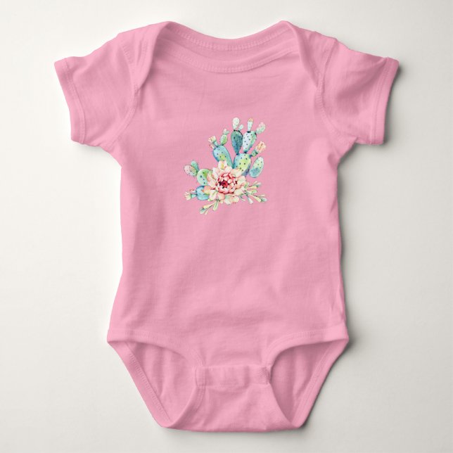 Body Para Bebê Cactos em Aquarela Florescem (Frente)