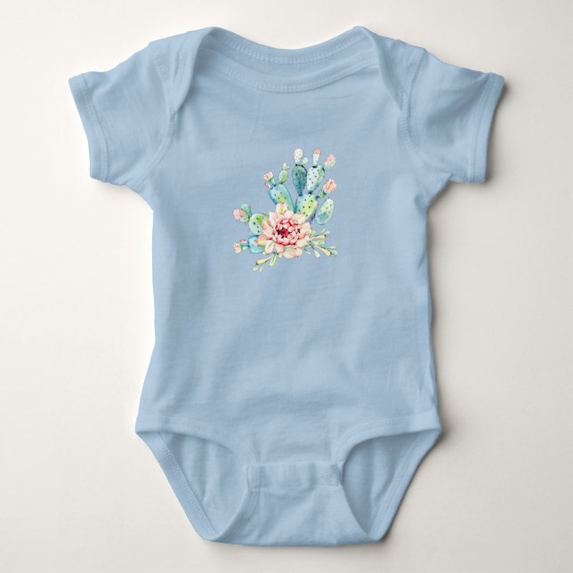 Body Para Bebê Cactos em Aquarela Florescem (Frente)
