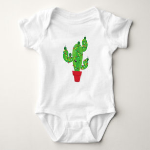 Body Para Bebê Cactus de Natal, Luzes de Natal, Cute Cactus