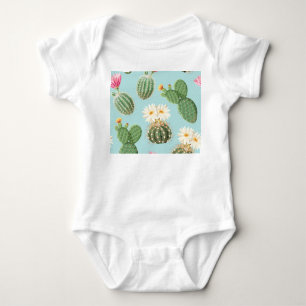 Body Para Bebê Cactus, flores cor-de-rosa: decor leve