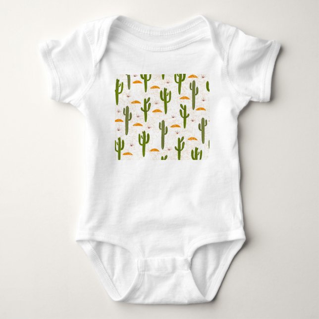 Body Para Bebê Cactus Sand: Estilo Mexicano Sem Olhos. (Frente)