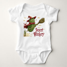 Body Para Bebê Cactus Sorcière en Désert, Illustration Halloween