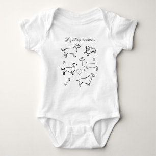 Body Para Bebê Cães Dachshund Pets Doodle Funny Black and White B
