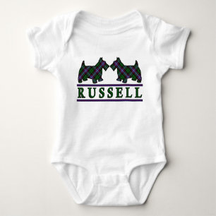 Body Para Bebê Cães do Scottie do Tartan de Russell do clã