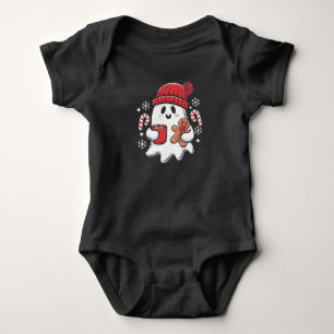 Body Para Bebê Café com Fantasma Fofo de Natal Café de Natal com