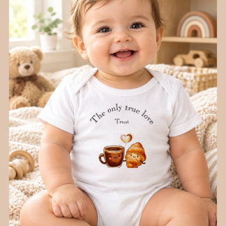 Body Para Bebê Café Fofo e Caneca de Croissant – O Único Amor Ver