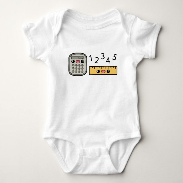 Body Para Bebê Calculadora Fofa e Régua Com Números (Frente)