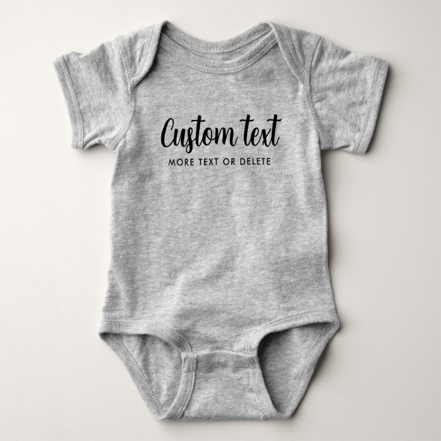 Body Para Bebê Calligraphy Text Name Template One-Pieces Grey Boy (Frente)