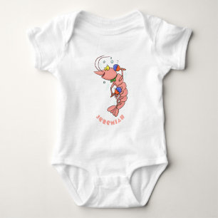 Body Para Bebê Camarão feliz e bonito, desenho animado