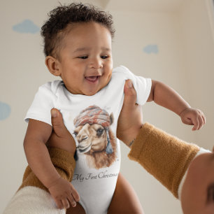 Body Para Bebê Camelo de Natal, personalizável