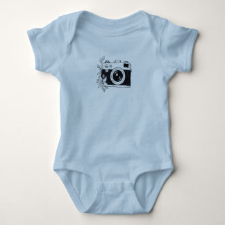 Body Para Bebê Câmera Vintage – Desenho Floral