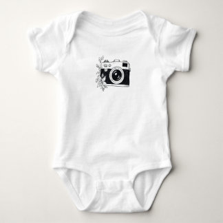 Body Para Bebê Câmera Vintage – Desenho Floral