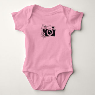 Body Para Bebê Câmera Vintage – Desenho Floral