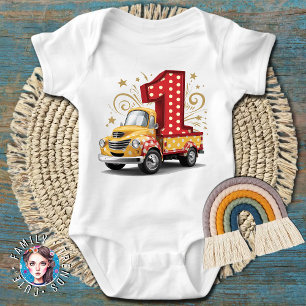 Body Para Bebê Caminhão de descarte de 1º aniversário