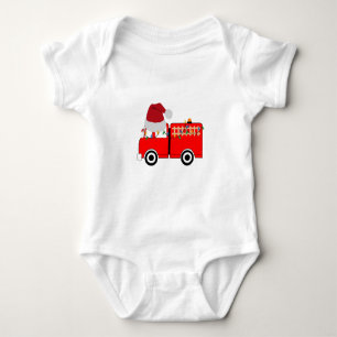 Body Para Bebê Caminhão de Fogo Vermelho Natal