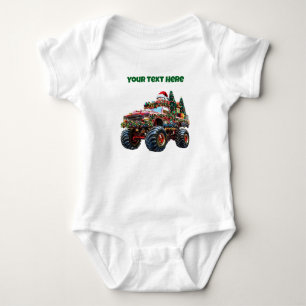 Body Para Bebê Caminhão Monstro de Natal – Bodysuit de Bebê Editá