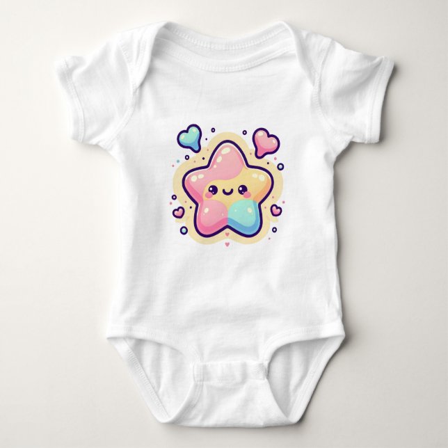 Body Para Bebê Camisa-Design-estrela para crianças - Brilho brilh (Frente)