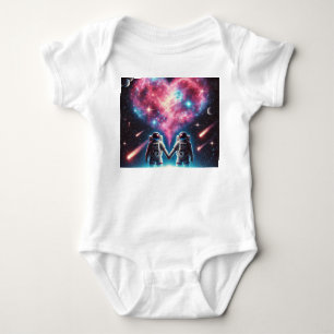Body Para Bebê Camisa-T da Galáxia do Coração Astronauta