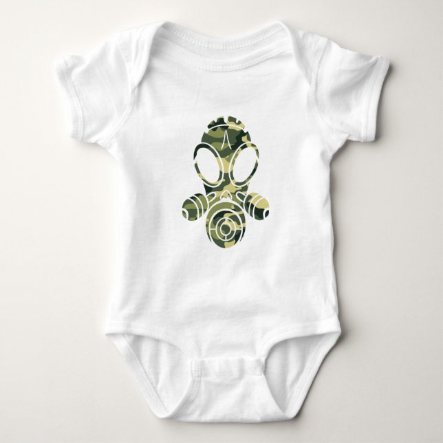 Body Para Bebê camo do verde da máscara de gás (Frente)