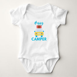 Body Para Bebê Camper Feliz com Carro Amarelo/Branco com Bagagem