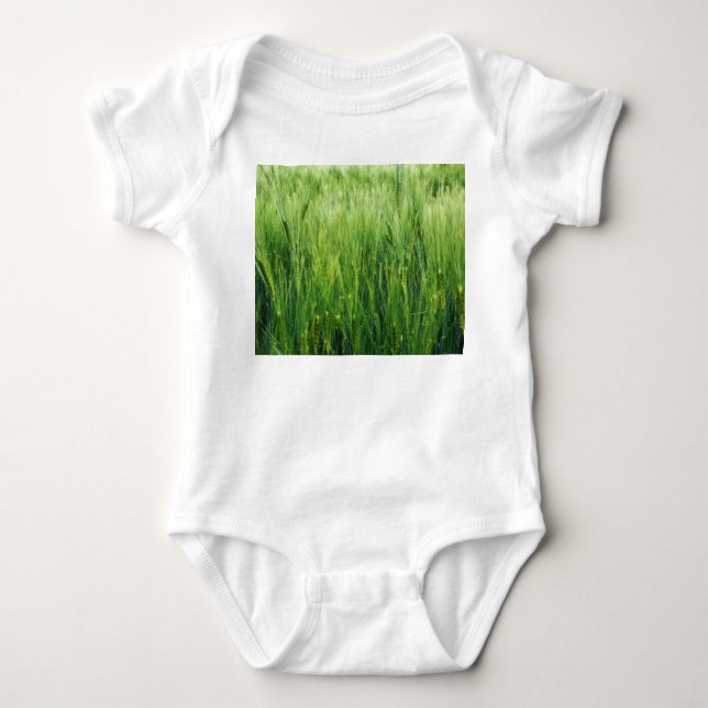 Body Para Bebê Campo de cevada verde, primavera. (Frente)