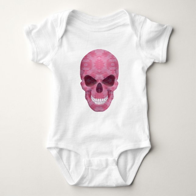 Body Para Bebê Camuflagem Rosa Crânio (Frente)