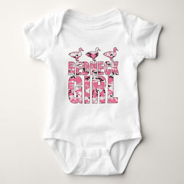 Body Para Bebê Camuflagem Rosa Vermelha 3 Patos (Frente)