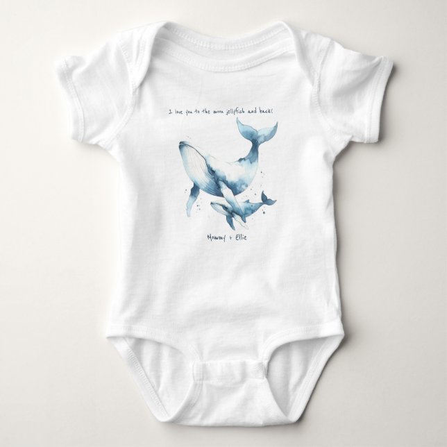 Body Para Bebê Cana-de-água-mãe bebê Vitelo-Azul Personalização (Frente)