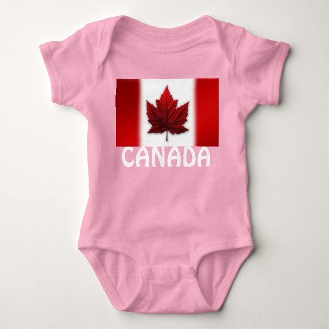 Body Para Bebê Canadá Bebê-biquetê Canadá Bandeira Souvenir One-p (Frente)