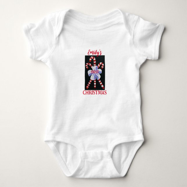 Body Para Bebê Candy Cane Baby Jersey (Frente)