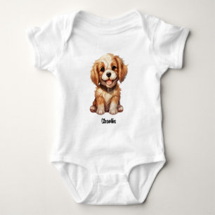 Body Para Bebê Cão bonito com nome editável