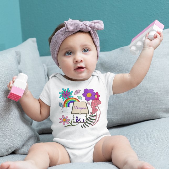 Body Para Bebê Cão-de-bico-branco Cão-de-bico-arco-íris cogumelos (Criador carregado)