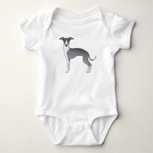 Body Para Bebê Cão-De-Cartografia De Galgo Branco E Azul Italiano