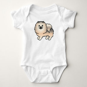 Body Para Bebê Cão-de-Cartoon Pomeraniano Cuja Fenda Estável