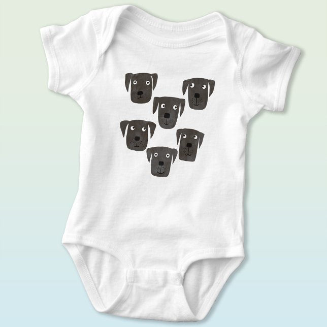 Body Para Bebê Cão-de-varejo-labrador, preto-e-branco (Black labrador retriever dog baby bodysuit)