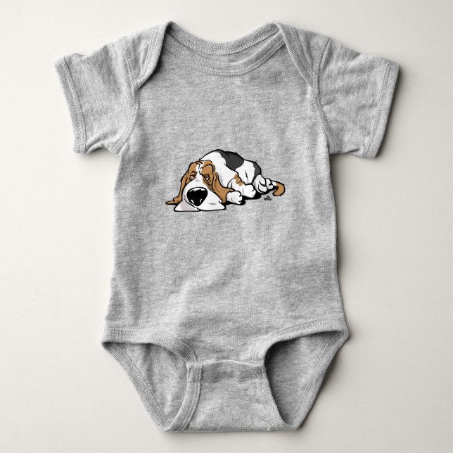 Body Para Bebê Cão dos desenhos animados de Basset Hound (Frente)