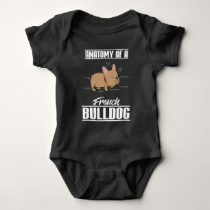 Body Para Bebê Cão engraçado da anatomia do buldogue francês