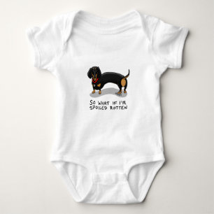 Body Para Bebê Cão giro roxo mimado Dachshund (preto e bronzeado