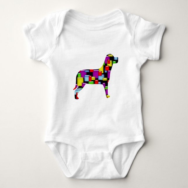 Body Para Bebê cão mosaico (Frente)