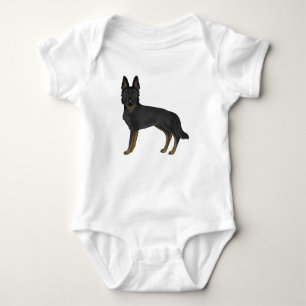 Body Para Bebê Cão Pastor Alemão Bi-Cor Preto Marrom e Cachorro P