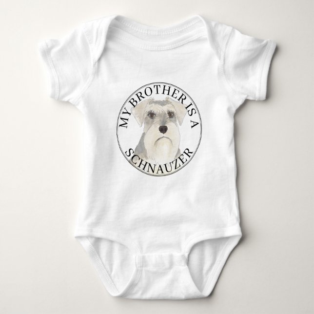 Body Para Bebê Cão Schnauzer Prata Cinza Branco (Frente)