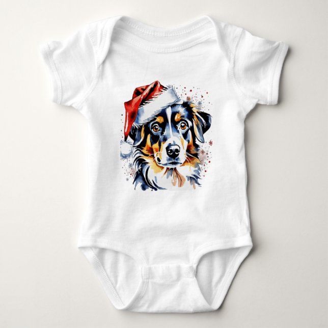 Body Para Bebê Cãozinho bonitinho de Natal (Frente)