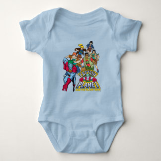 Body Para Bebê Capitã Planeta e o logotipo do grupo Planeters