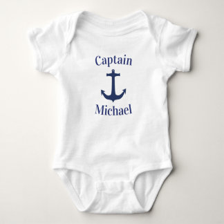 Body Para Bebê Capitão Bebê Azul Marinho Âncora de Barco