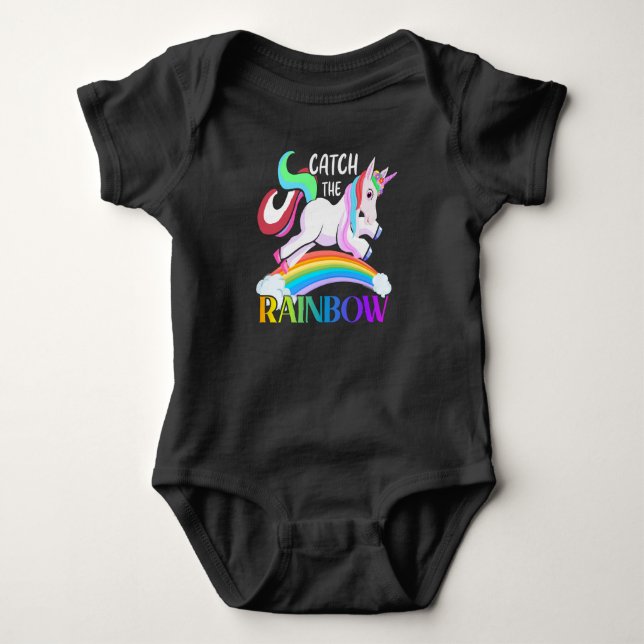 Body Para Bebê Capturar o Design do Unicórnio Arco-íris (Frente)
