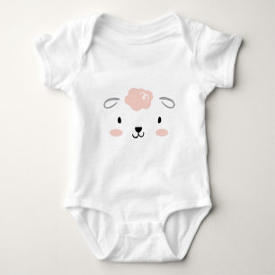 Body Para Bebê Cara cor-de-rosa macia feliz dos carneiros do beb
